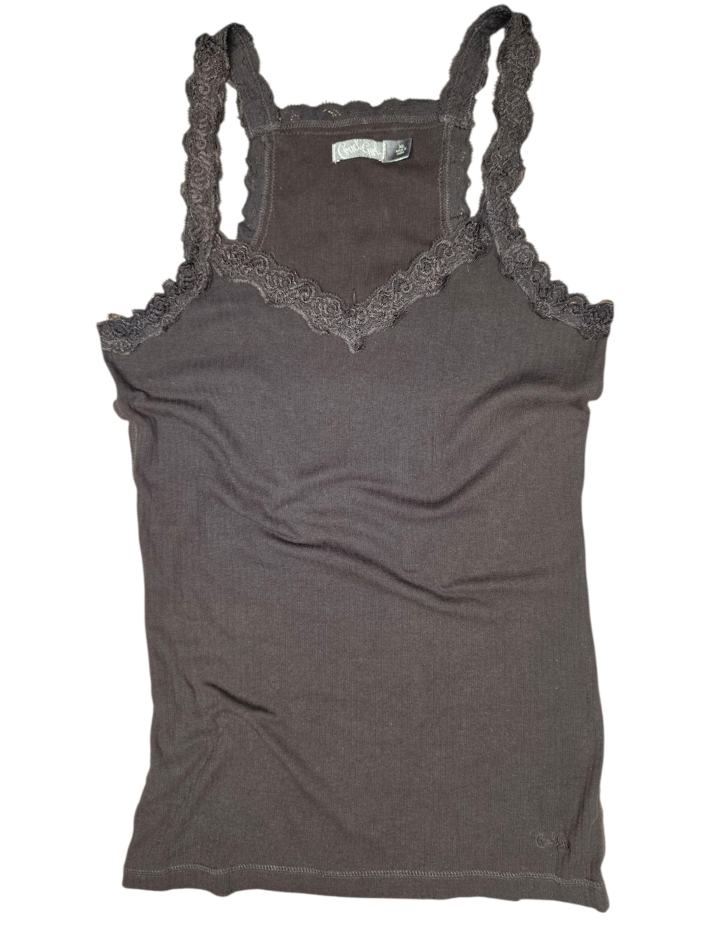 Cruel Girl Mocha Lace Trim Tank Top XL
